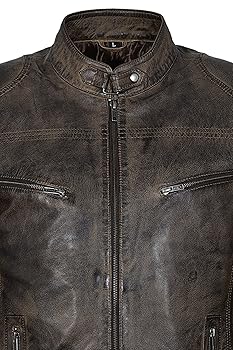 Speed Men's Distressed Dirty Brown Vintage Biker Racing
